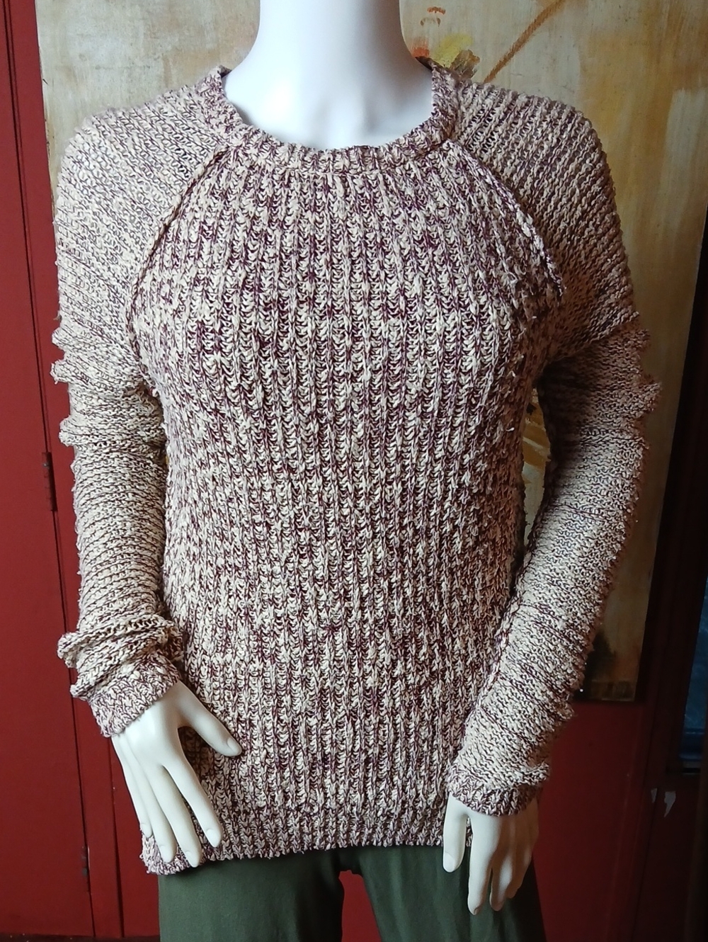 Forever 21 Marled Knit Raglan Sleeve Sweater with Side Slits Size S
